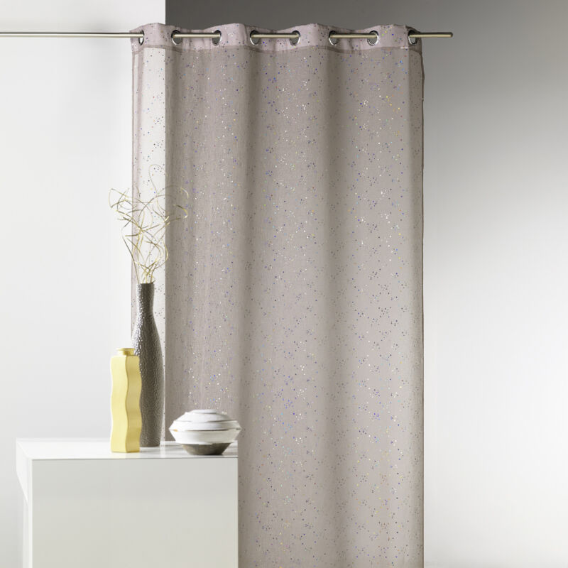 Voilage en étamine imprimé petits points colorés Beige 140x240 cm