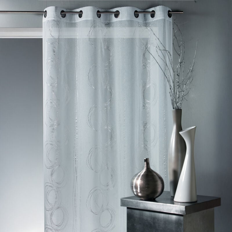 Voilage en Etamine aux Imprimés Argentés 140x240 cm