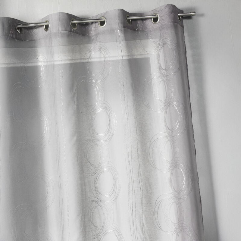 Voilage en Etamine aux Imprimés Argentés Gris clair 140x240 cm