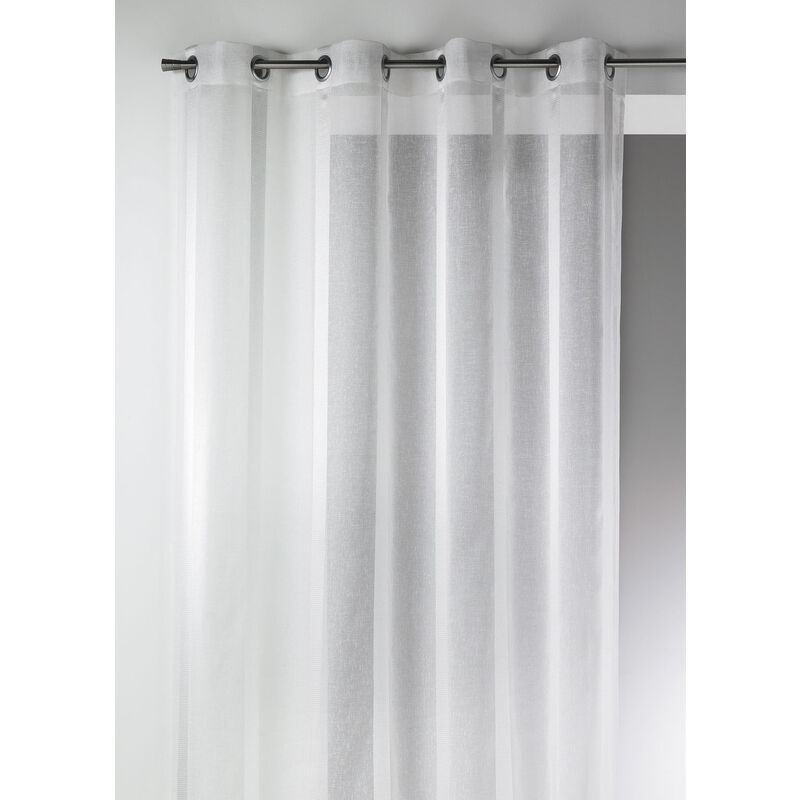 Voilage en Etamine à Rayures Verticales Larges Blanc 140x240 cm - Blanc