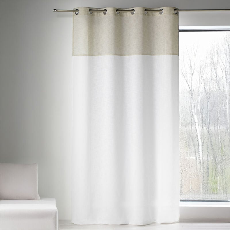 Voilage blanc - Effet lin bi-ton tamisant Beige 140x240 cm