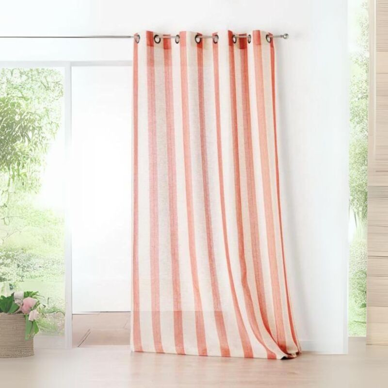 Voilage Fantaisie avec des Rayures Verticales Rouge 150x280 cm