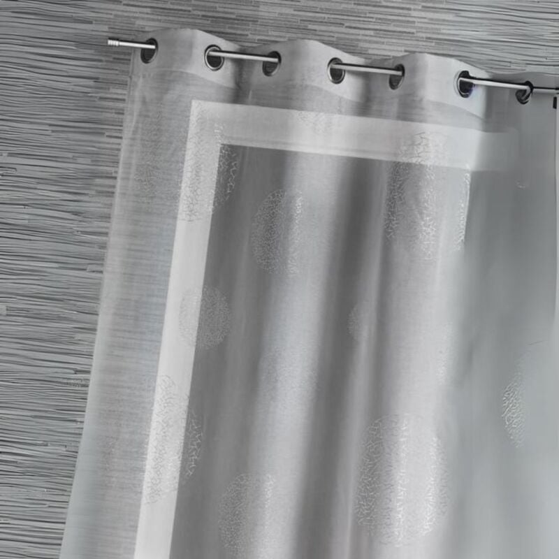 Voilage en Etamine Impression Argent Gris clair 140x240 cm