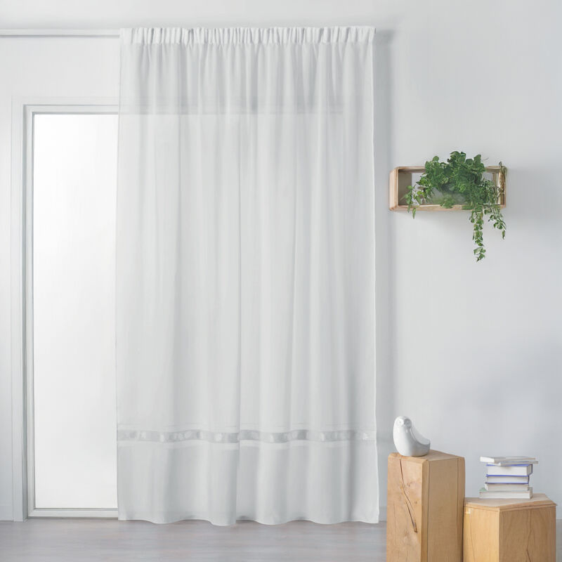 Linder - Voilage 'Feuille de Chêne' à Galon Fronceur Blanc 180x240 cm