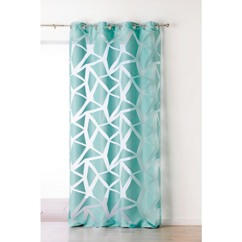 Voilage en Jacquard à Imprimés Géométriques Blanc 140 x 245 cm