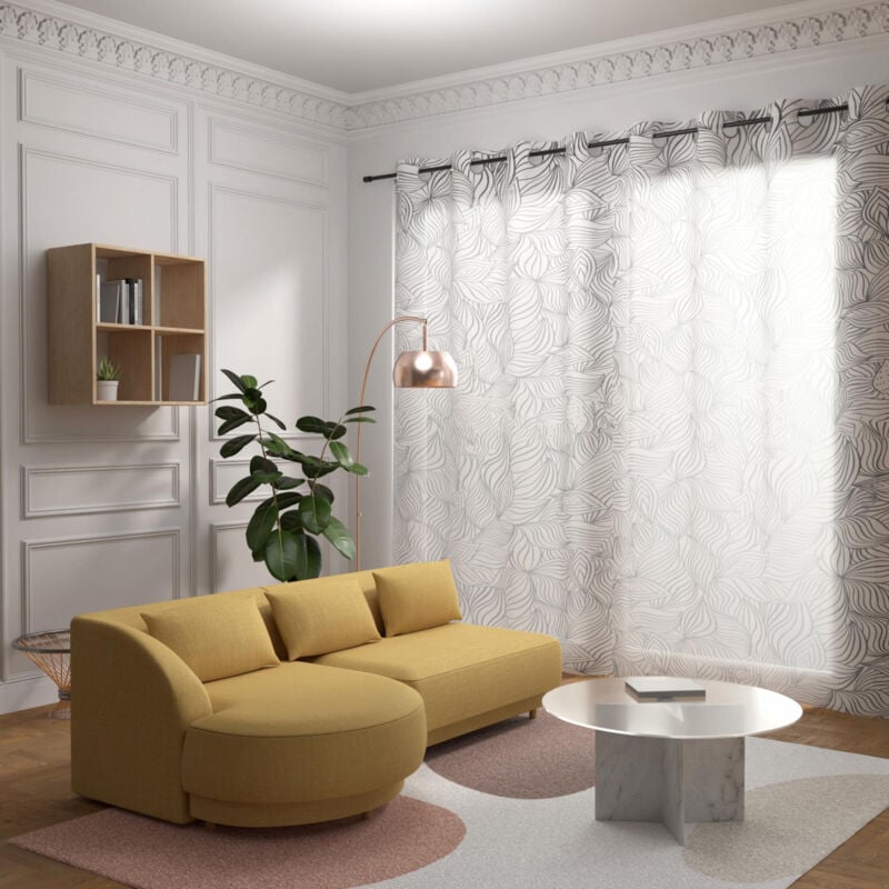 Soleil D Ocre - Voilage à oeillets spécial baie vitrée 280x250 cm louane , par Soleil d'Ocre