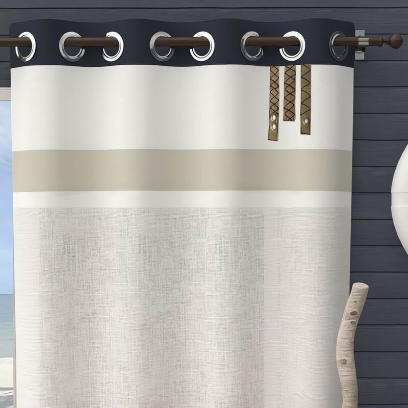 Voile à oeillets en coton 135x250 cm esprit marin, par Soleil d'Ocre