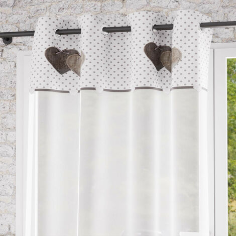 Voile à oeillets pur coton 130x250 cm LOVE gris, par Soleil d'Ocre