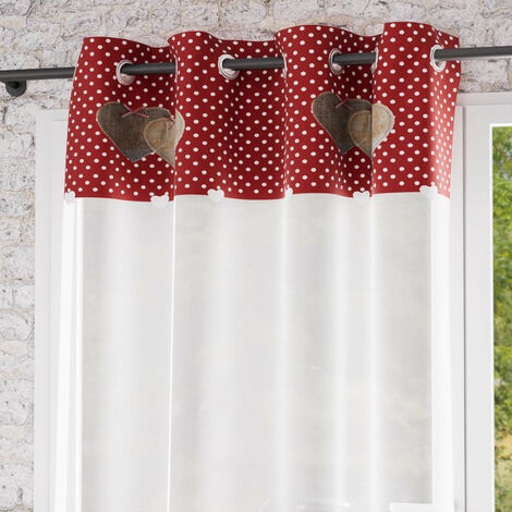 Voile à oeillets pur coton 135x250 cm LOVE rouge, par Soleil d'Ocre