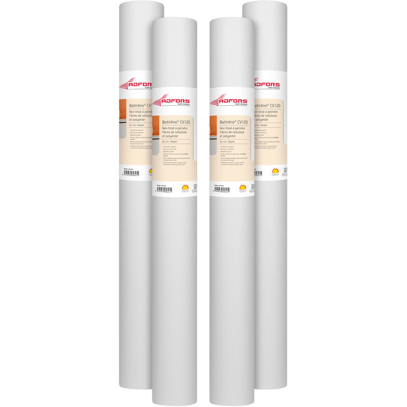 Adfors - Novelio® Classic - Lot de 4 rouleaux - voile de rénovation cellulose lisse 120 g/m² L.25 x l.1 m