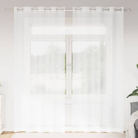 Voile Curtain with Curtains 2 pcs White 140x225cm Polyester vidaXL