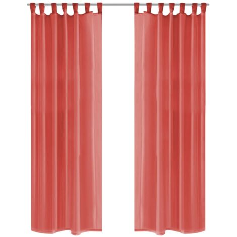 Voile Curtains 2 pcs 140x225 cm Red vidaXL