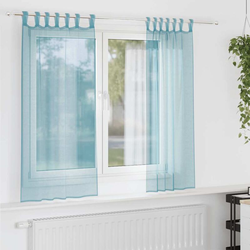 Voile Curtains With Loops 2 Pcs Turquoise 140x140 Cm Vidaxl