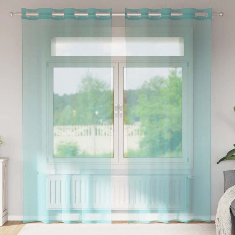 Voile Curtains With Grommets 2 Pcs Turquoise Vidaxl