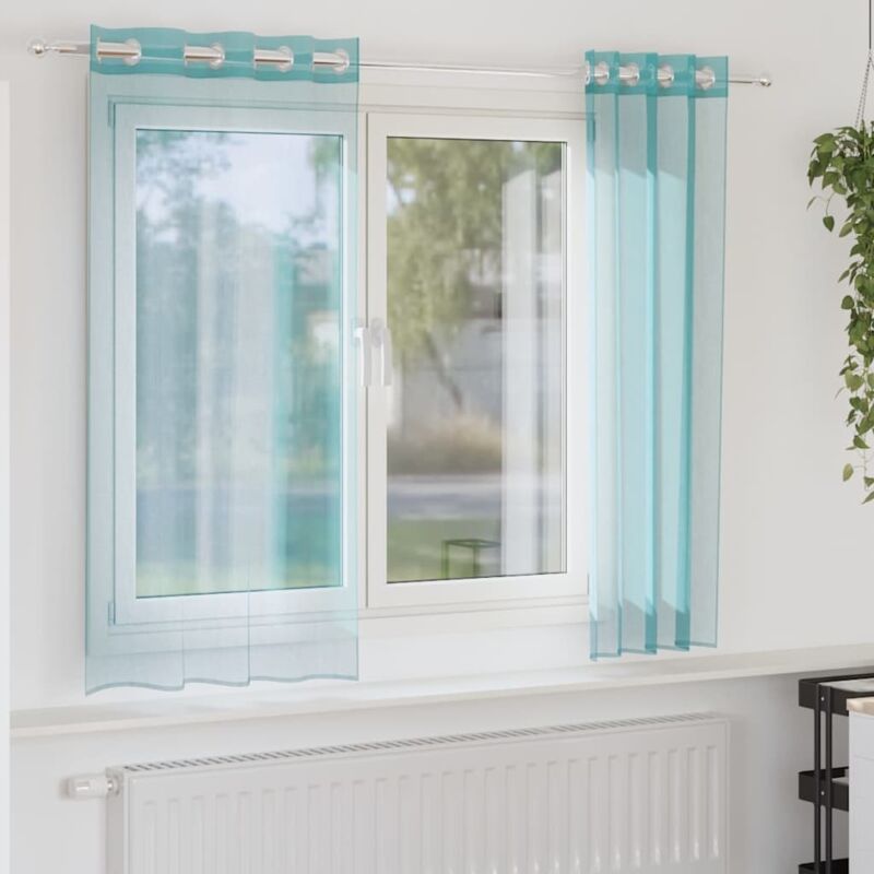 Voile Curtains With Grommets 2 Pcs Turquoise Vidaxl