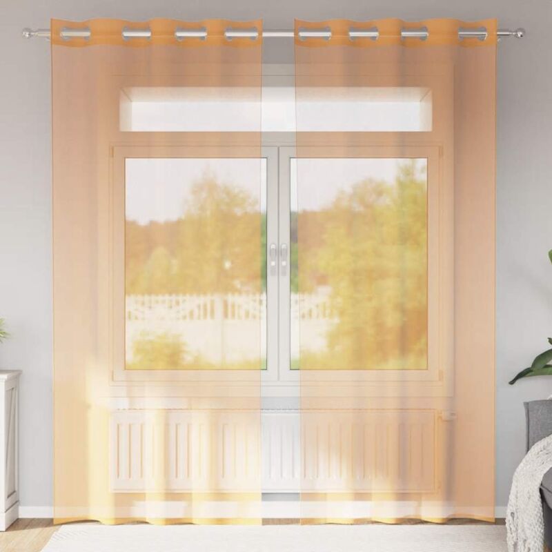 Voile Curtains With Grommets 2 Pcs Orange 140x245 Cm Vidaxl