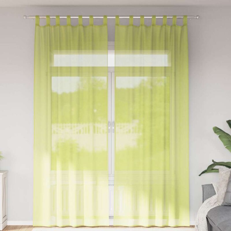 Voile Curtains With Tab Top 2 Pcs Apple Green Vidaxl