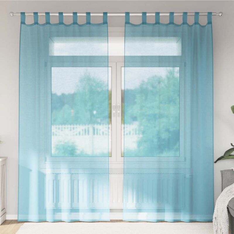 Voile Curtains With Loops 2 Pcs Turquoise 140x225 Cm Vidaxl