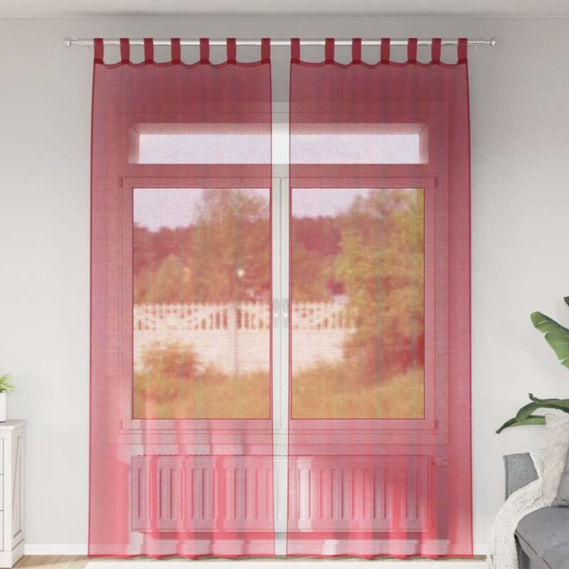 Voile Curtains With Loops 2 Pcs Wine Red 140x260 Cm Vidaxl