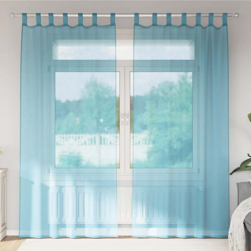 Voile Curtains With Rod Pockets 2 Pcs Turquoise Vidaxl