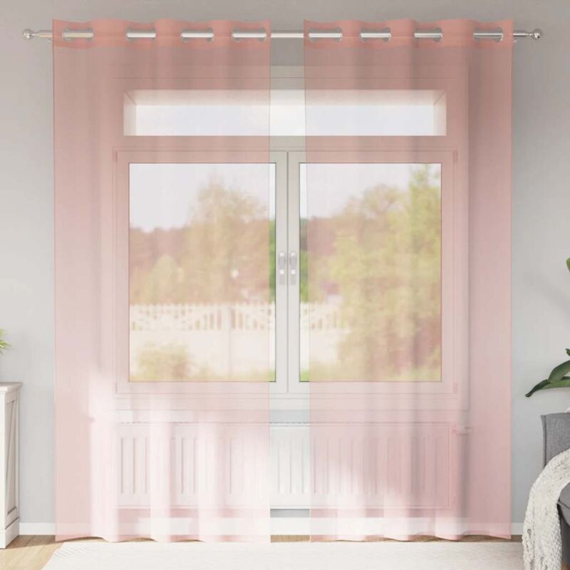 Voile Curtains With Grommets 2 Pcs Pink 140x245 Cm Vidaxl