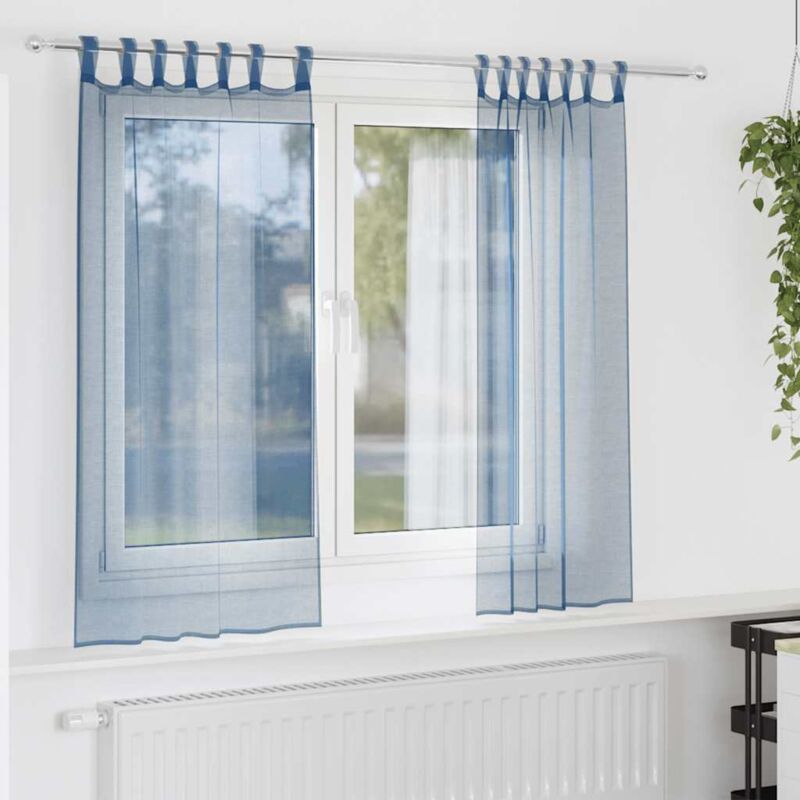 Voile Curtains With Loops 2 Pcs Royal Blue 140x140 Cm Vidaxl
