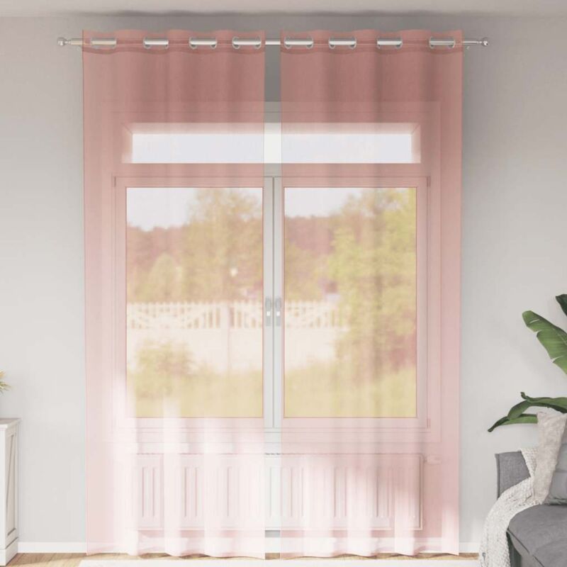 Voile Curtains With Grommets 2 Pcs Pink 140x300 Cm Vidaxl