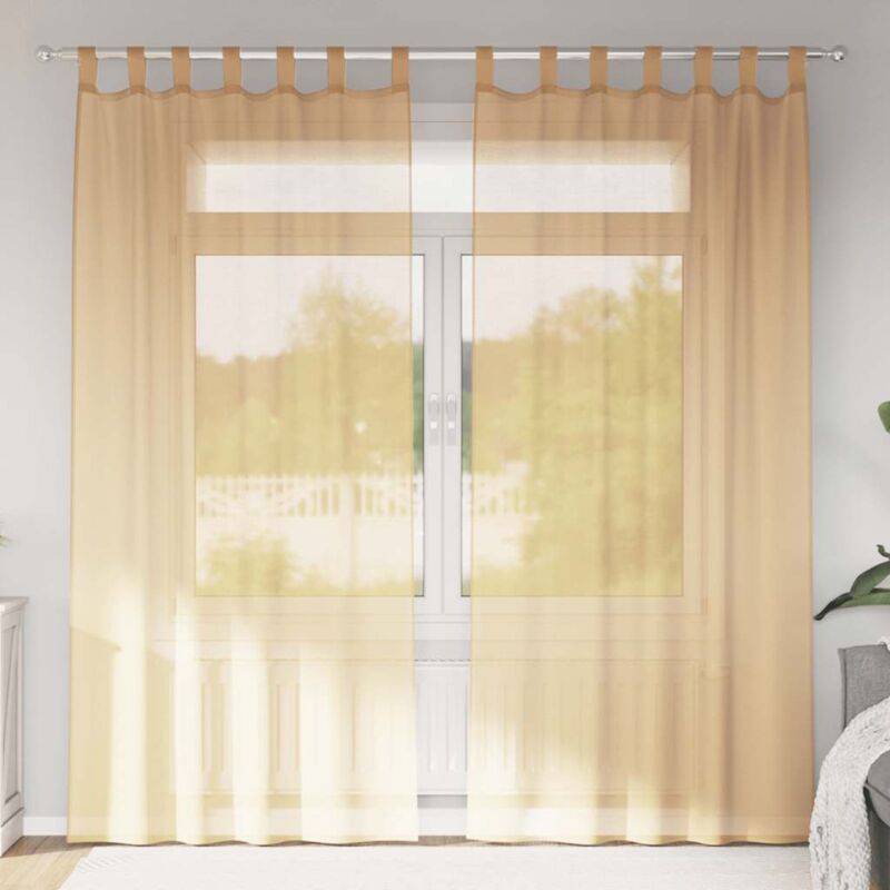 Voile Curtains With Loops 2 Pcs Sand 140x225 Cm Vidaxl