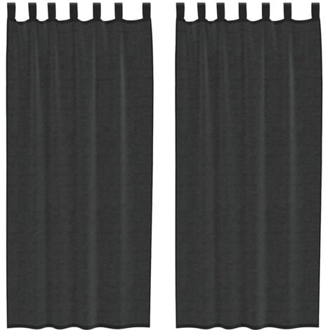 Voile Curtains with Tab Top 2 pcs Black vidaXL