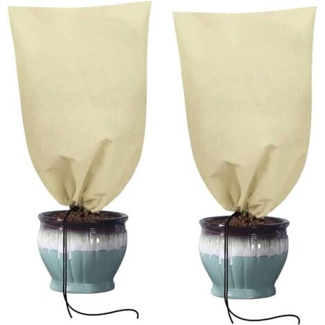 Voile d Hivernage, 2pcs Voile d'Hivernage, Housses de Protection pour Plantes, avec Cordon de Serrage Voile d'hivernage, Peut être Froid, Résistant aux Intempéries, Chaud, Réutilisable(80  120cm)