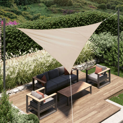 Voile d ombrage triangulaire Curacao blé 3 x 3 x 3m en polyester - Hespéride