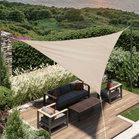 Voile d ombrage triangulaire Curacao blé 4 x 4 x 4m en polyester - Hespéride