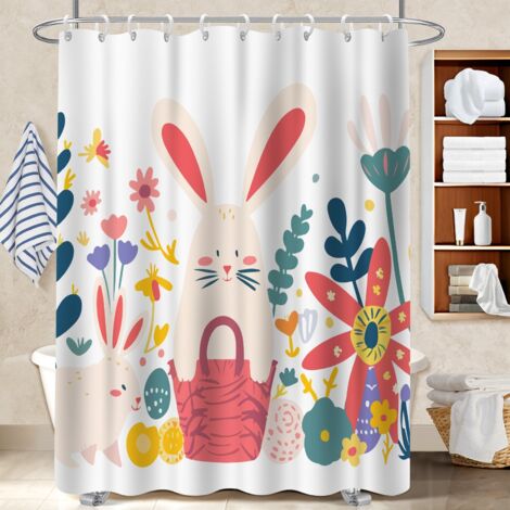 Voile de douche fluide en polyester 180x180 avec anneaux housse de baignoire pour baignoire d’angle