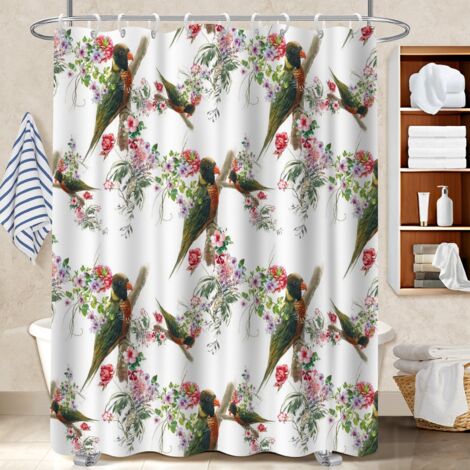 Voile de douche fluide en polyester 180x180 esthétique rideau imperméable pour baignoire d’angle