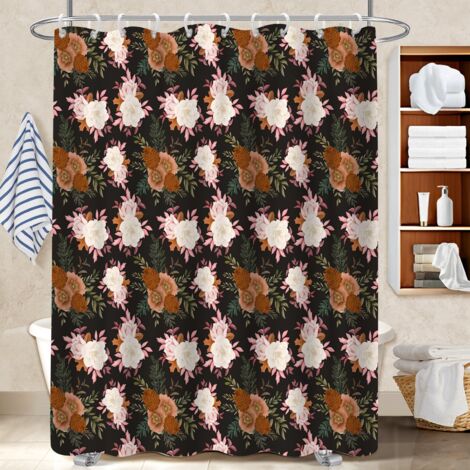 Voile de douche fluide en polyester 180x180 montage sans perçage cache baignoire pour maison de vacances au bord de la mer