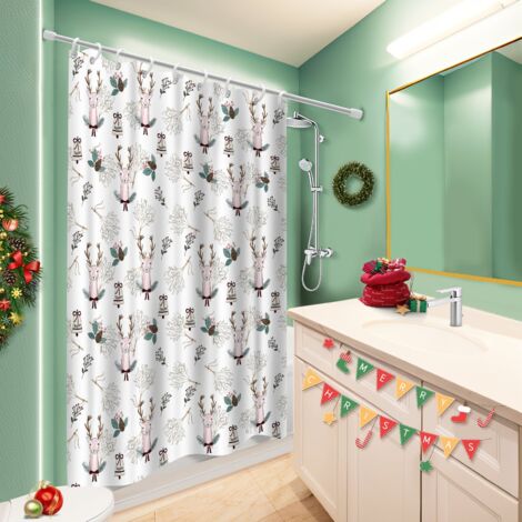 Voile de douche fluide en polyester 180x180 naturel cache baignoire pour logement étudiant