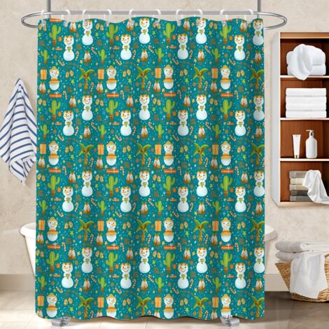 Voile de douche polyester 180x180 poids lesté bâche de douche pour baignoire d’angle