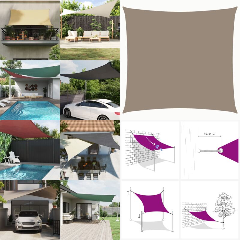 Voile de parasol tissu oxford carré 2,5x2,5 m taupe - Parapluie - Voile Solaire - Parasol Carré - Parasol Extérieur - Protection uv - Home & Living