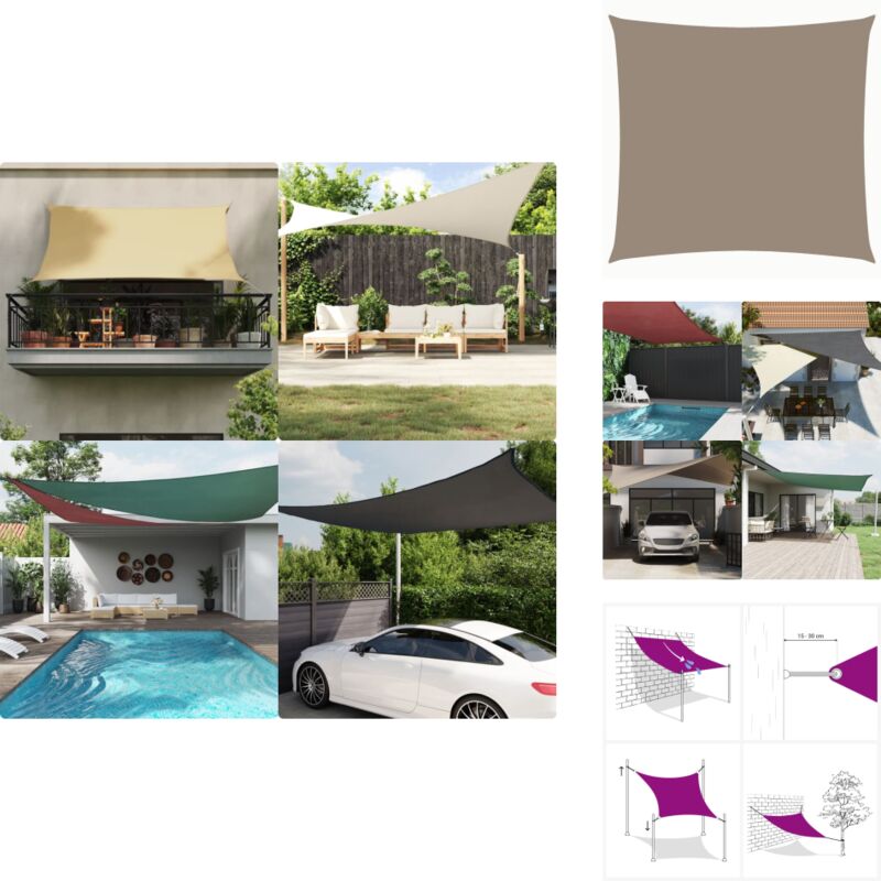 Voile de parasol tissu oxford carré 2x2 m taupe - Parapluie - Voile Solaire - Parasol Carré - Parasol Extérieur - Protection UV