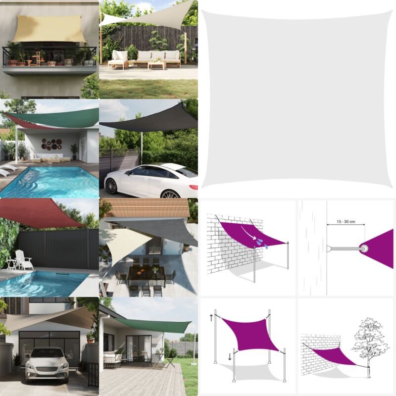 Voile de parasol tissu oxford carré 4x4 m blanc - Parapluie - Voile Solaire - Parasol Carré - Parasol Extérieur - Protection uv - Home & Living