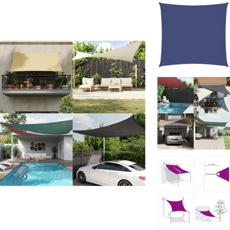 Vidaxl - Voile de parasol tissu oxford carré 6x6 m bleu - Parapluie - Voile Solaire - Parasol Rectangulaire - Parasol Carré - Protection Solaire