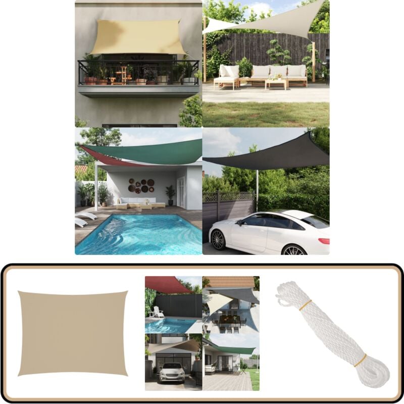 Vidaxl - Voile de parasol tissu oxford rectangulaire 2,5x3,5 m beige - Parapluie - Voile Solaire - Parasol Rectangle - Protection Uv - Parasol Jardin