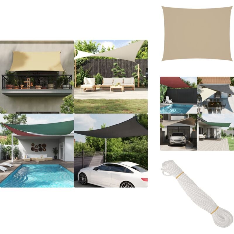 Voile de parasol tissu oxford rectangulaire 2,5x3,5 m beige - Parapluie - Voile Solaire - Parasol Rectangle - Protection Uv - Parasol Jardin