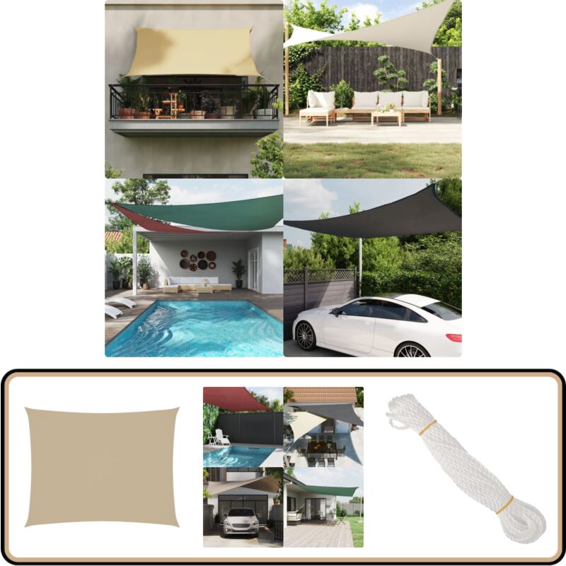 Voile de parasol tissu oxford rectangulaire 2x3,5 m beige - Parapluie - Voile Solaire - Parasol Rectangle - Parasol Extérieur - Protection Solaire