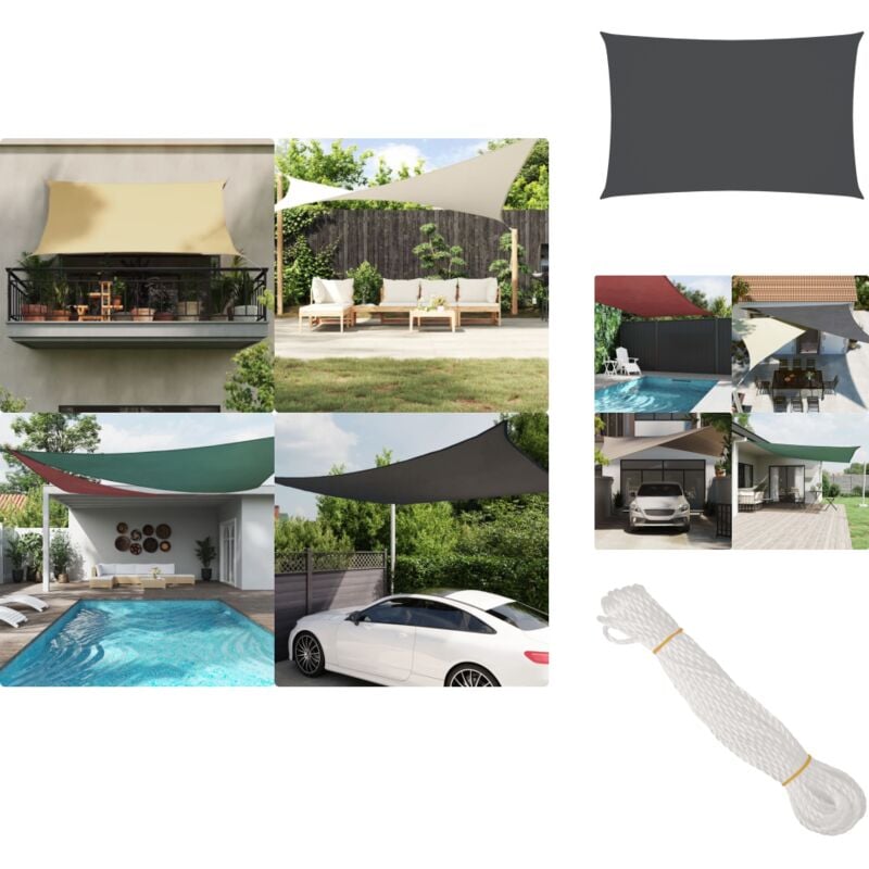 Voile de parasol tissu oxford rectangulaire 3,5x5 m anthracite - Parapluie - Voile Solaire - Parasol Rectangulaire - Parasol Extérieur - Protection uv