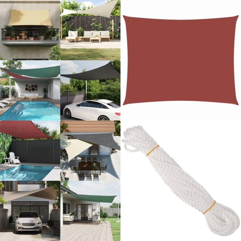 Vidaxl - Voile de parasol tissu oxford rectangulaire 3x4 m terre cuite - Parapluie - Voile Solaire - Parasol Rectangle - Protection Uv - Parasol