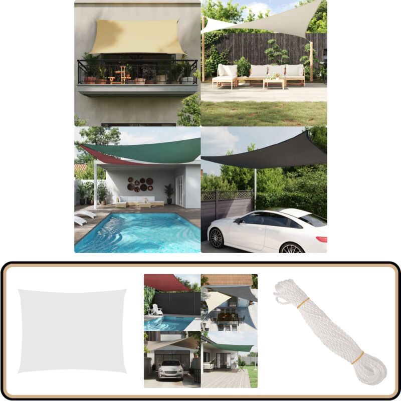 Voile de parasol tissu oxford rectangulaire 3x5 m blanc - Parapluie - Voile Solaire - Parasol Rectangulaire - Parasol Extérieur - Protection uv