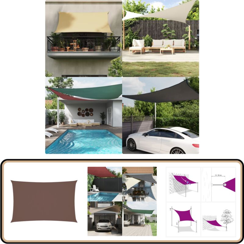 Vidaxl - Voile de parasol tissu oxford rectangulaire 4x7 m marron - Parapluie - Voile Solaire - Ombrage Extérieur - Parasol Rectangle - Parasol Jardin