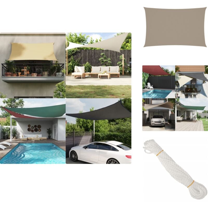Voile de parasol tissu oxford rectangulaire 4x7 m taupe - Parapluie - Voile Solaire - Parasol Rectangle - Parasol Extérieur - Protection Solaire