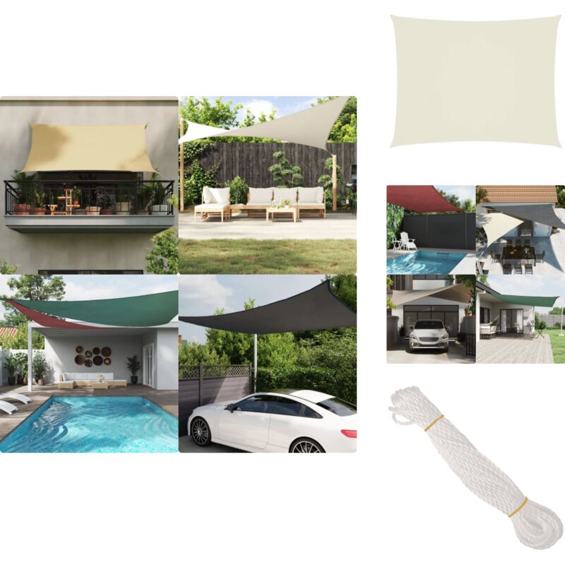 Voile de parasol tissu oxford rectangulaire 5x6 m crème - Parapluie - Voile Solaire - Parasol Rectangulaire - Parasol Crème - Parasol Jardin - Voile